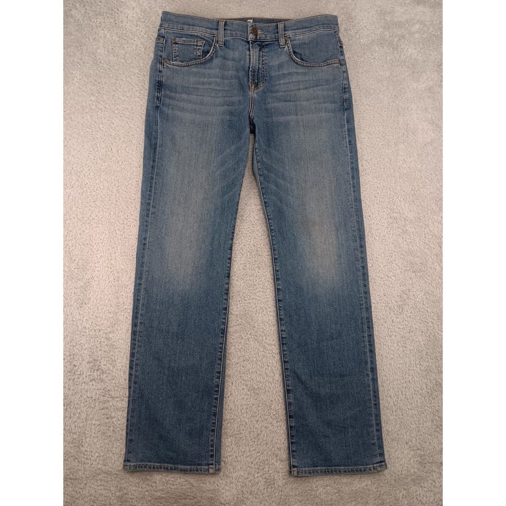7 For All Mankind Jeans Men 34x32 Blue Austyn Straight Distressed Stretch Denim
